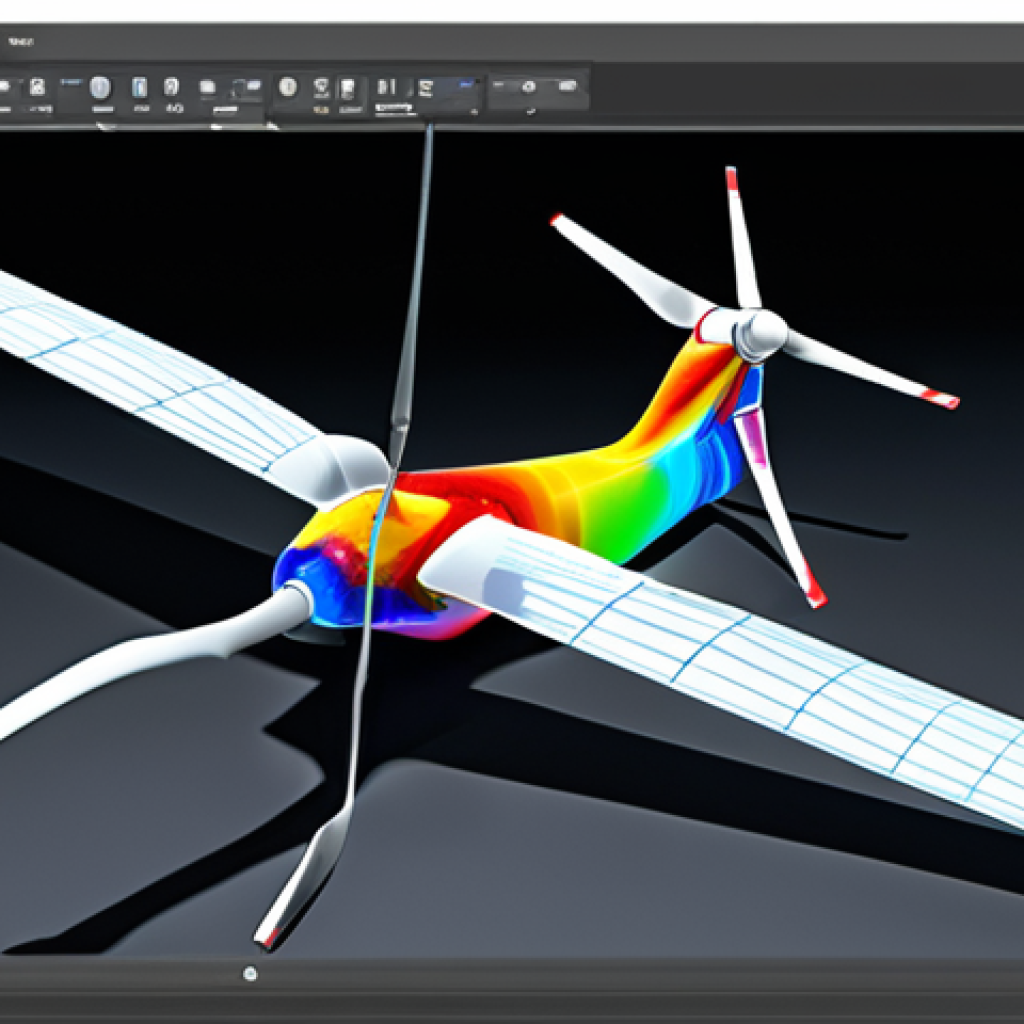 **Prompt:** "A vibrant, detailed CFD simulation of airflow around a wind turbine blade, highlighting areas of high and low pressure with color gradients. Include a translucent overlay showing the blade's geometry and a data visualization panel with key performance metrics. Style: Modern, scientific visualization."